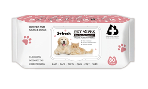 80pcs Paper Soft Wet Nettaits Wipes pour chats et chiens Nettoyage pour animaux de compagnie
